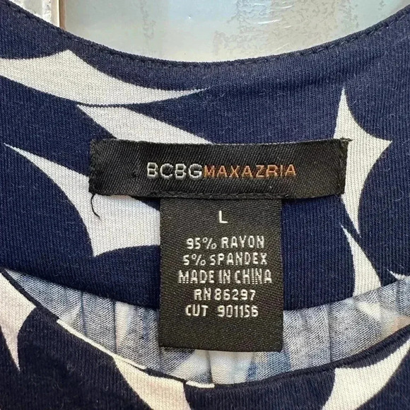 Vintage Y2K BCBGMAXAZRIA Navy Gold  Stretchy Retro Tunic Shift Dress Size Large - Picture 4 of 8